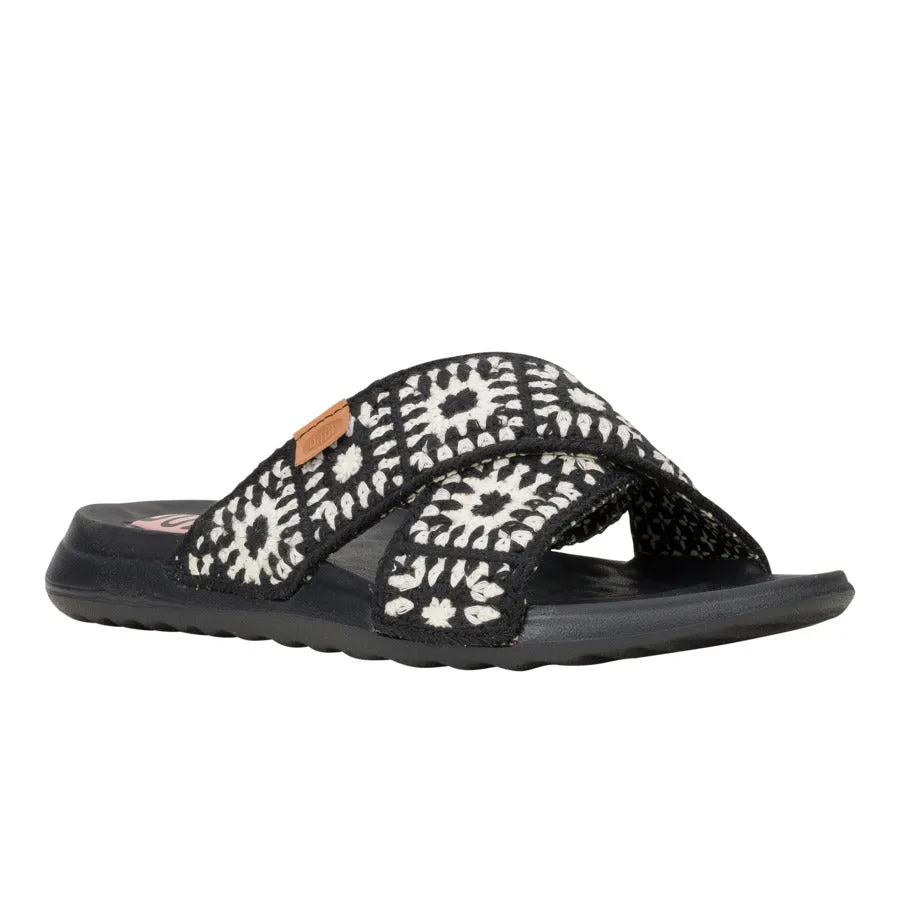 Christi Slide Cottage Crochet - Black/White