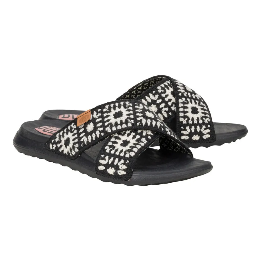 Christi Slide Cottage Crochet - Black/White