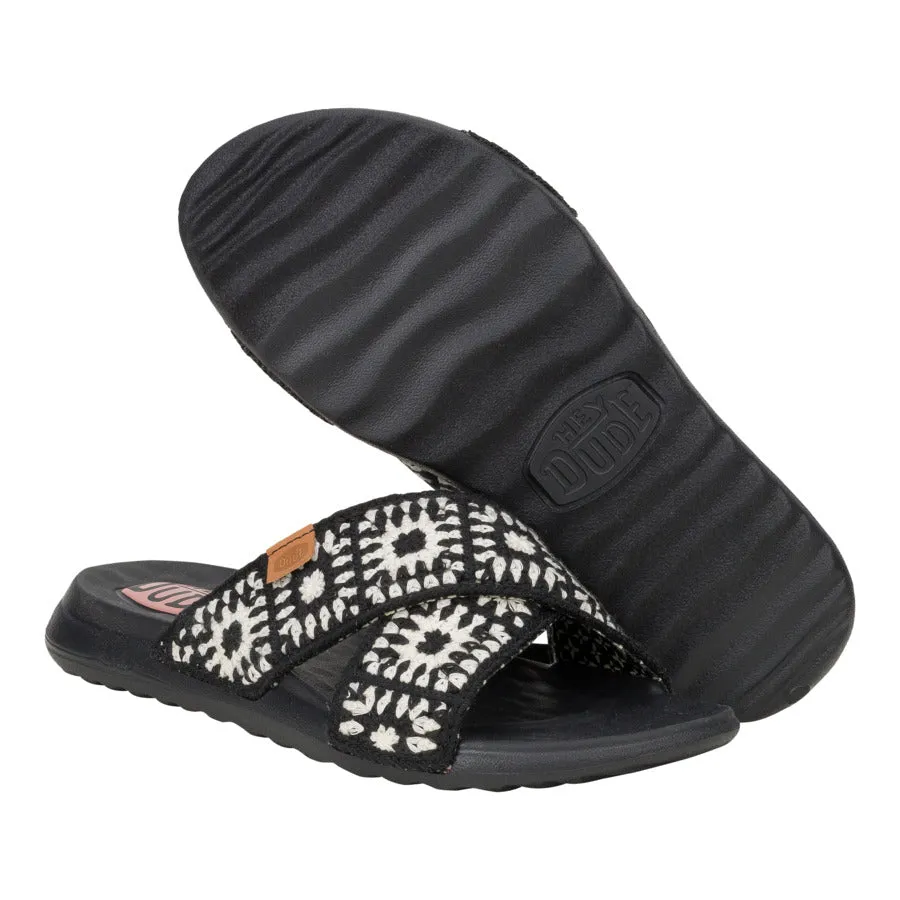 Christi Slide Cottage Crochet - Black/White