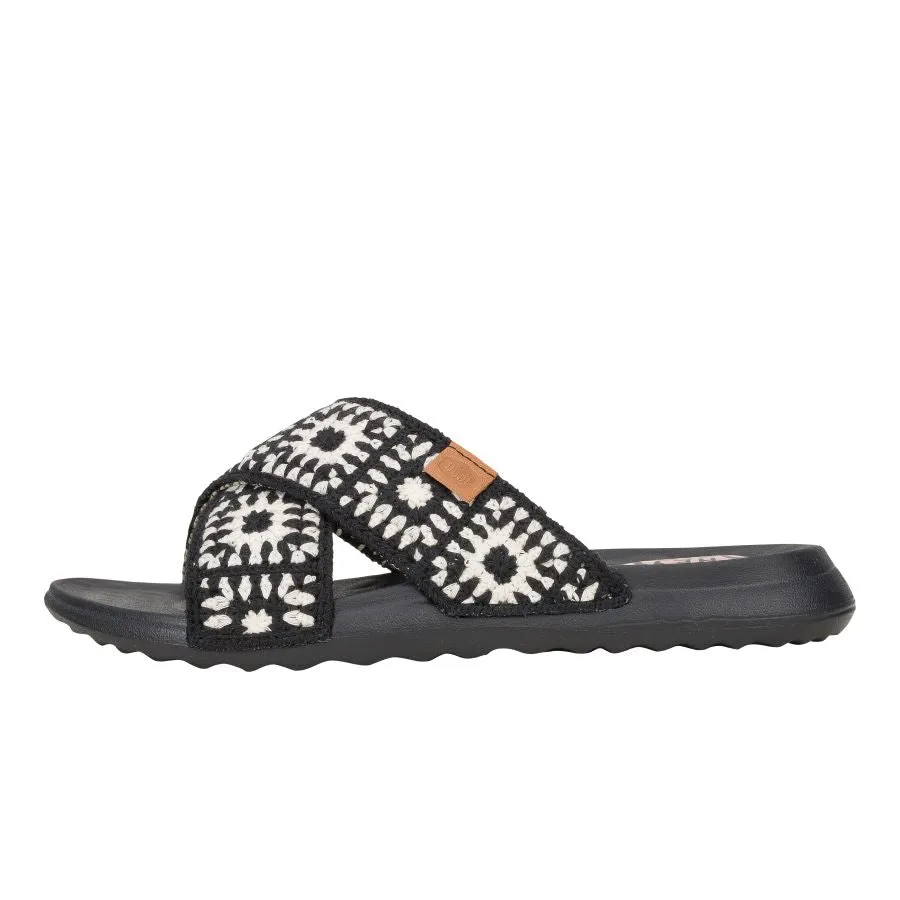 Christi Slide Cottage Crochet - Black/White