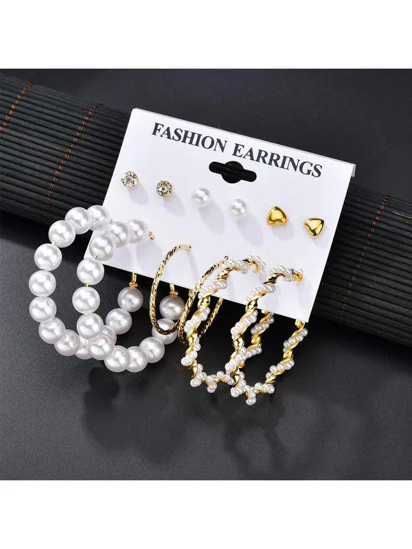 Combo of 12 Pair Cross Hoop and Studs Earrings