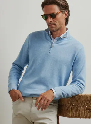 COOL SPUN BIRDSEYE 1/4 ZIP SWEATER - MORNING BLUE