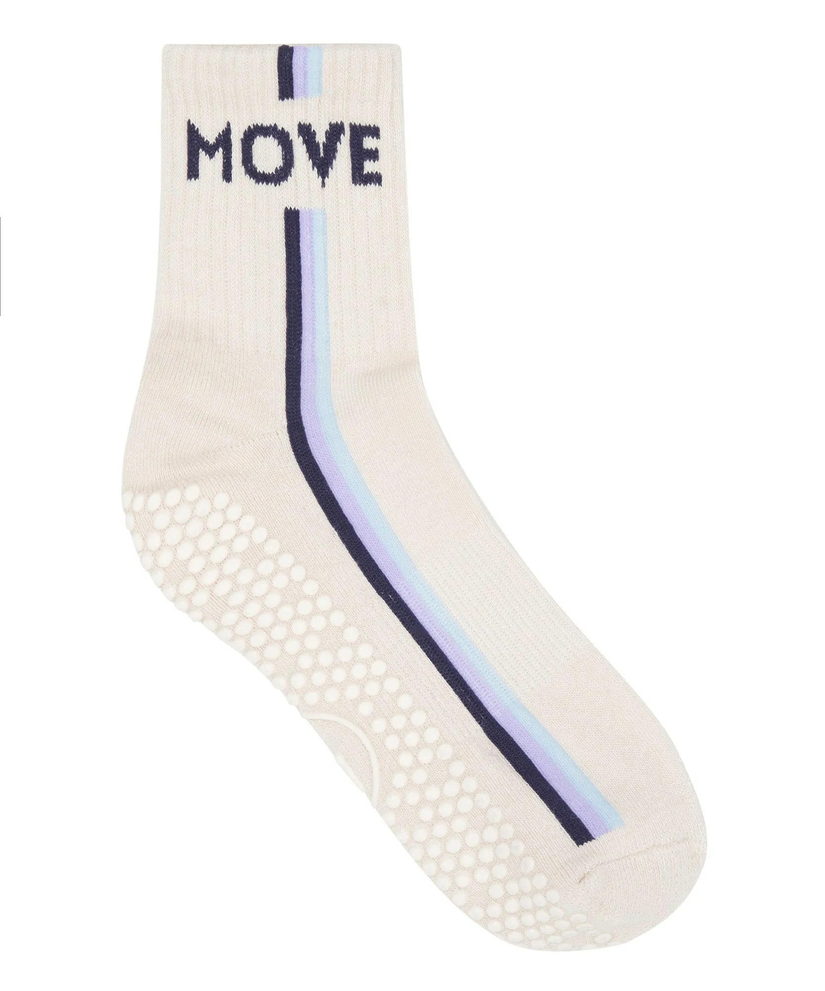 Crew Non Slip Grip Socks - Stellar Stripes Milk