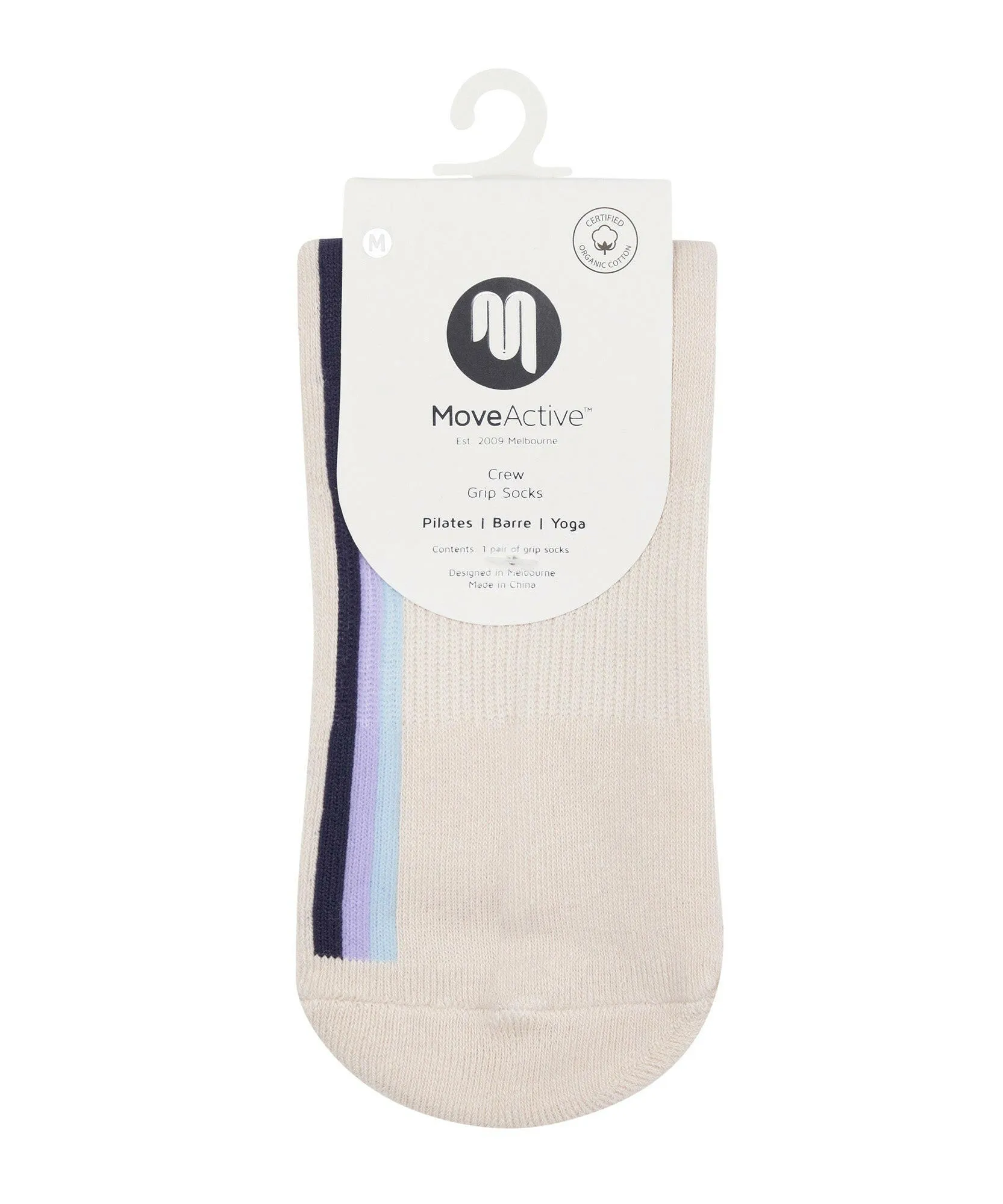Crew Non Slip Grip Socks - Stellar Stripes Milk