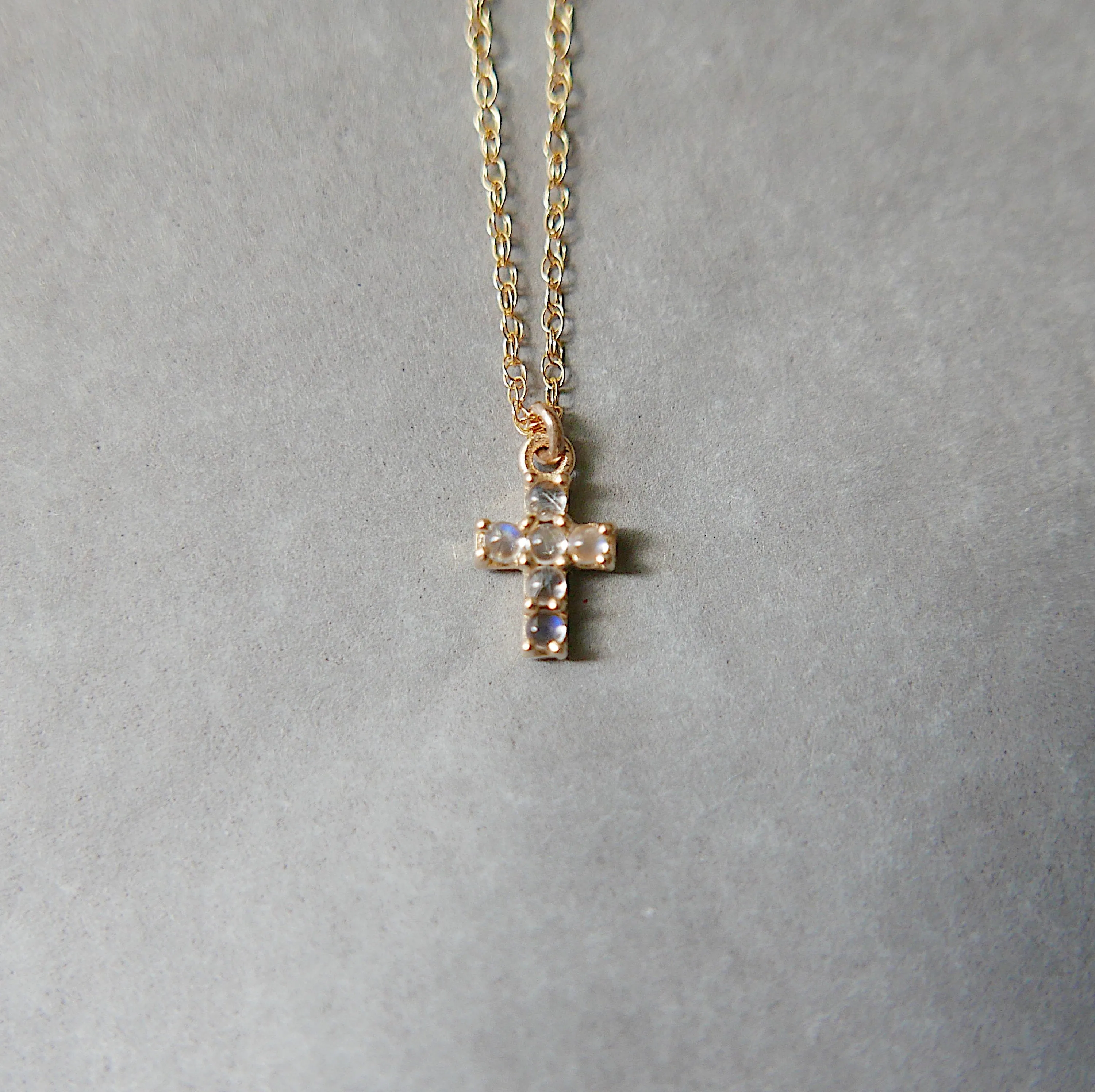 Cross Moonstone Necklace