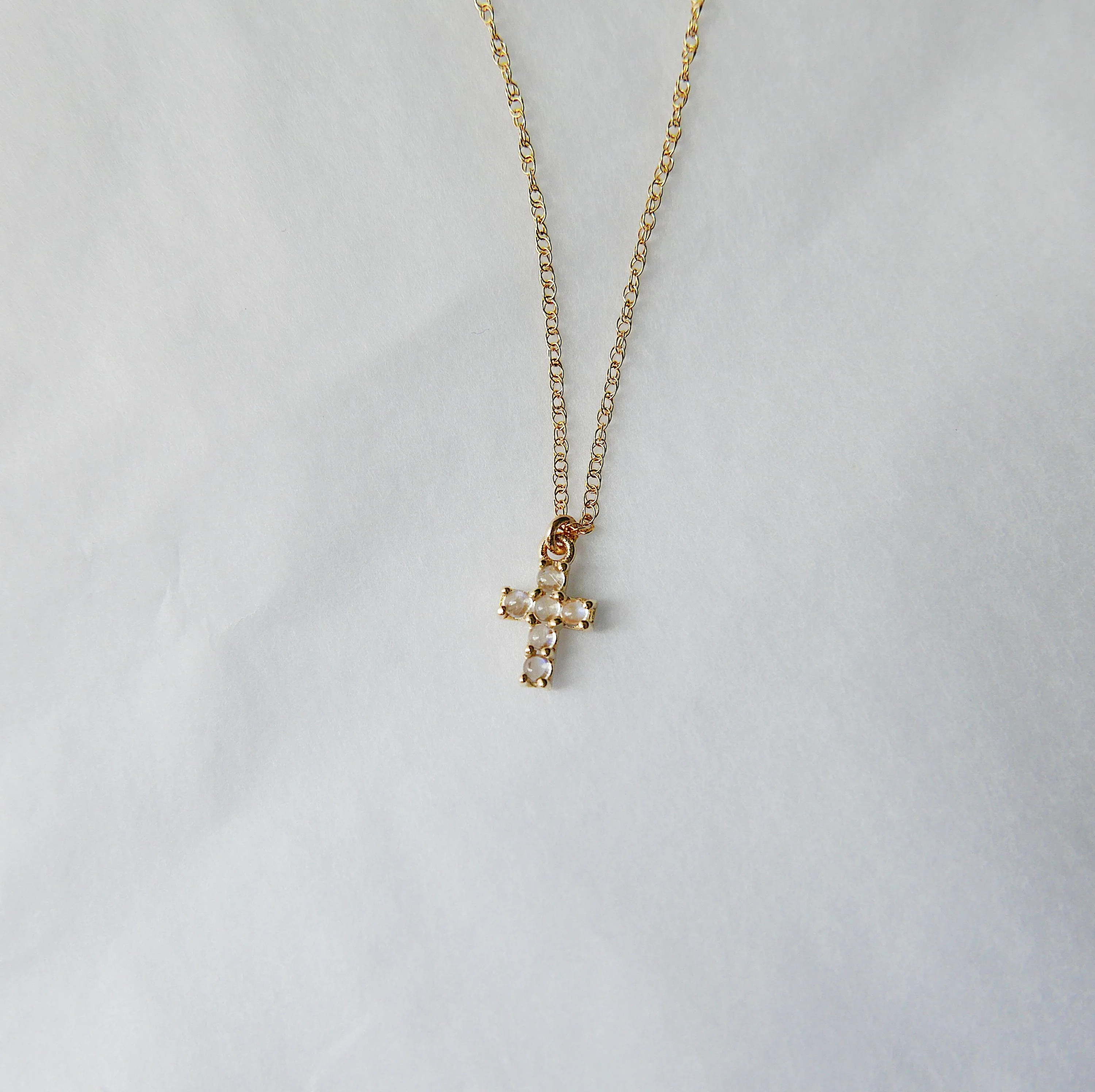 Cross Moonstone Necklace