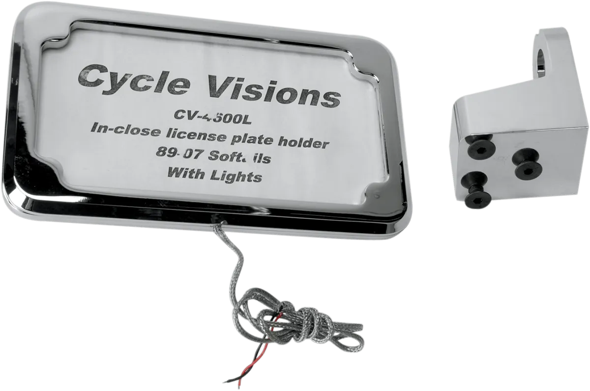 Cycle Visions CV-4606L In Close Vertical License Plate Holder with Plate Light - Chrome