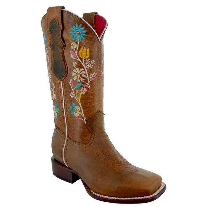 Daisy Women's Embroidery Square Toe Floral Cowgirl Boots (M9001)