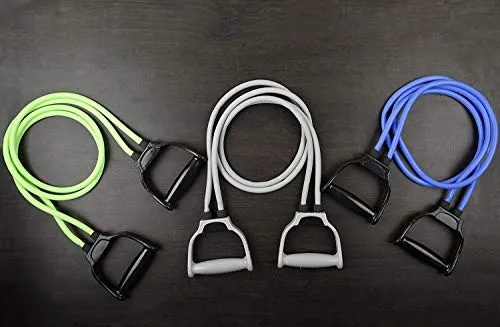 DAZIBAO ® Double Toning Resistance Tube Heavy Quality Pull Rope Elastic Rubber Exercise Band with Heavy Quality Grip D Shaped Handles and Workout Chart for Stretching, Workout, Home Gym (Black)