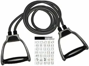 DAZIBAO ® Double Toning Resistance Tube Heavy Quality Pull Rope Elastic Rubber Exercise Band with Heavy Quality Grip D Shaped Handles and Workout Chart for Stretching, Workout, Home Gym (Black)