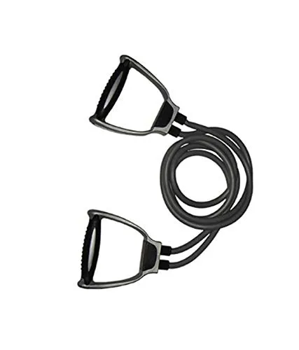 DAZIBAO ® Double Toning Resistance Tube Heavy Quality Pull Rope Elastic Rubber Exercise Band with Heavy Quality Grip D Shaped Handles and Workout Chart for Stretching, Workout, Home Gym (Black)