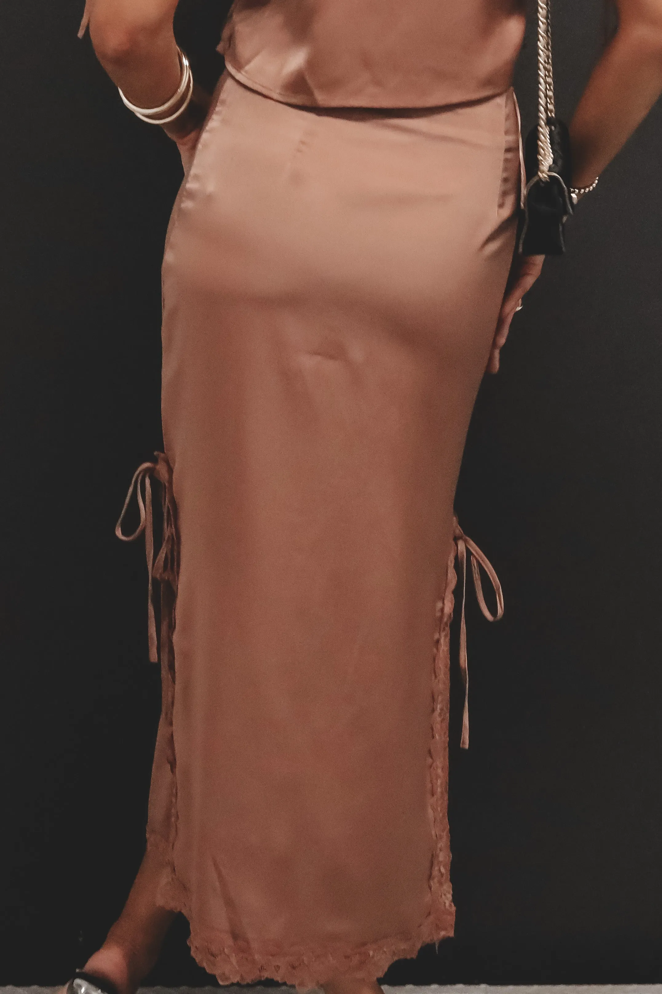 DEAL Stop And Smell The Roses Dusty Satin Maxi Skirt