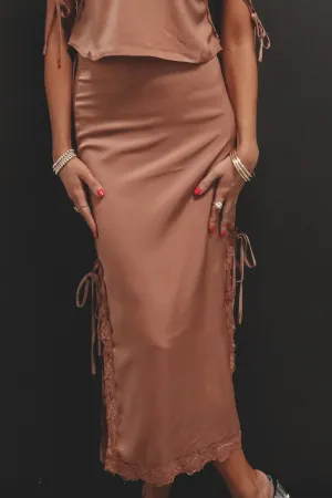 DEAL Stop And Smell The Roses Dusty Satin Maxi Skirt