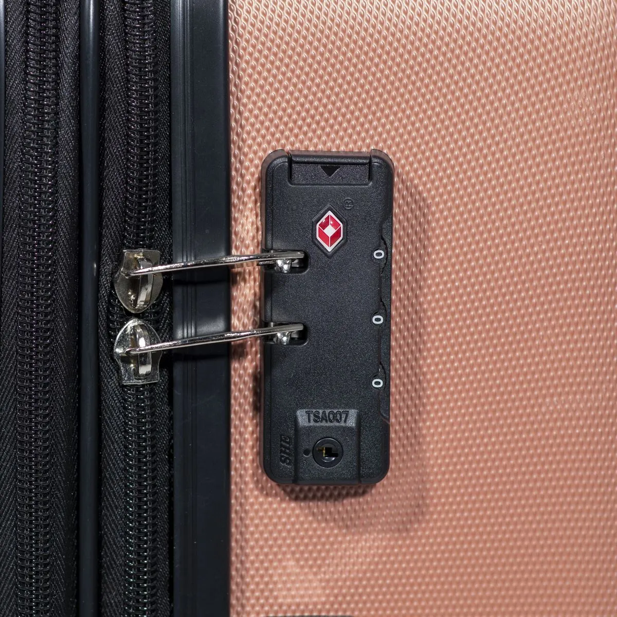 Dellonda 3-Piece Lightweight ABS Luggage Set with Integrated TSA Approved Combination Lock - Rose Gold - DL125