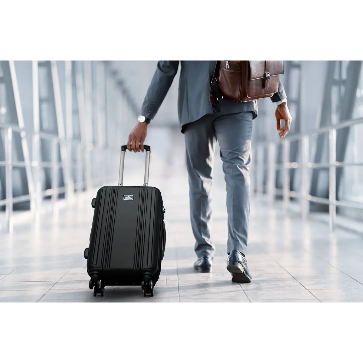 Dellonda 3-Piece Lightweight Luggage Suitcase Trolley Set ABS TSA Lock Black