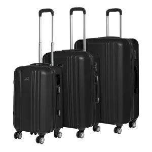 Dellonda 3-Piece Lightweight Luggage Suitcase Trolley Set ABS TSA Lock Black
