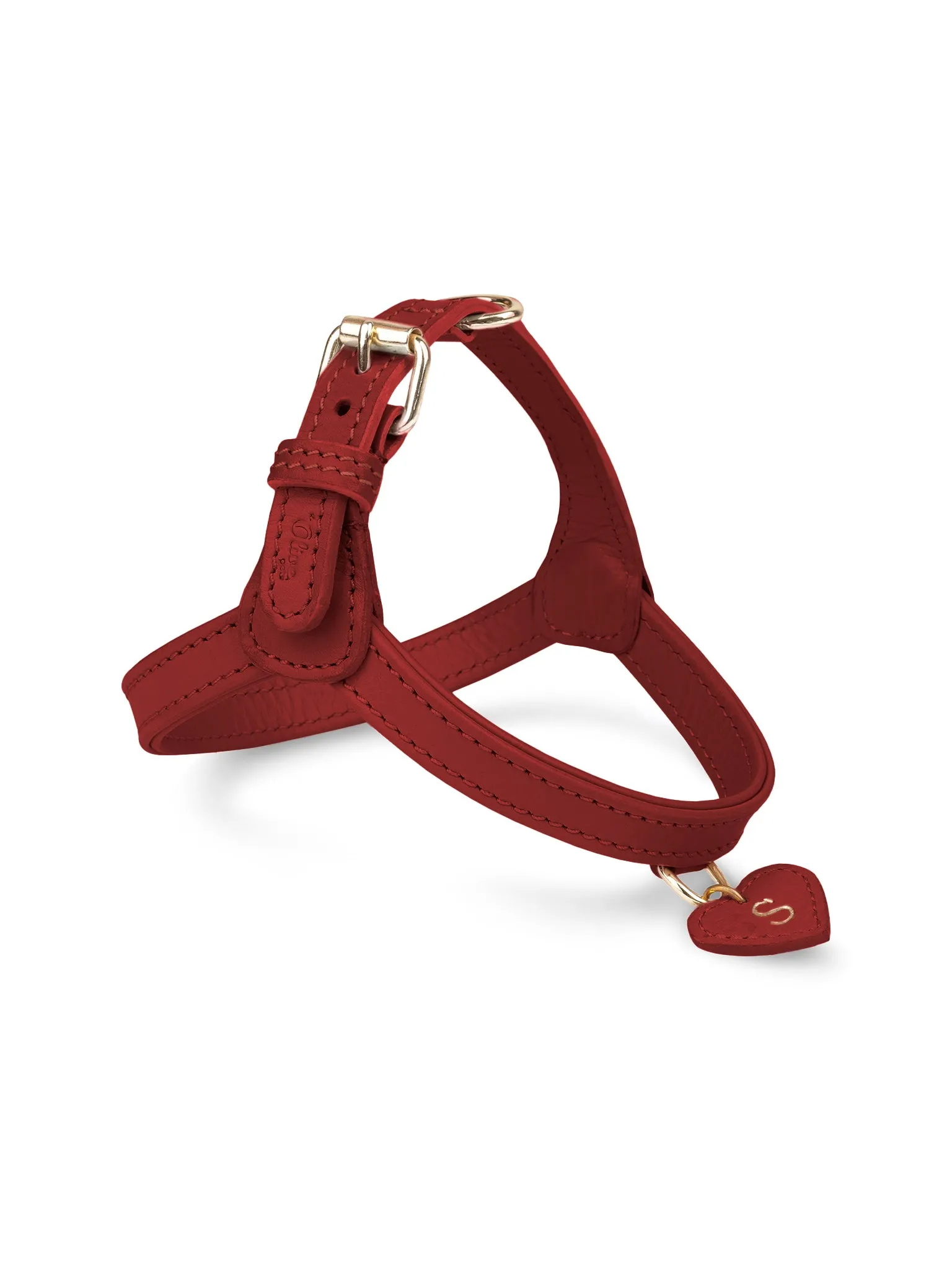 Dog Harness Leather Red