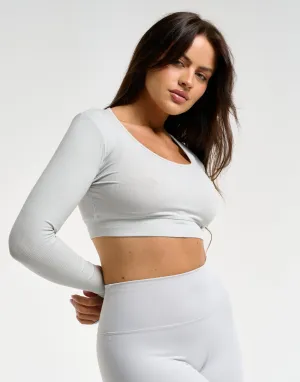 Echt Ribbed Cropped Long Sleeve - Micro Grey