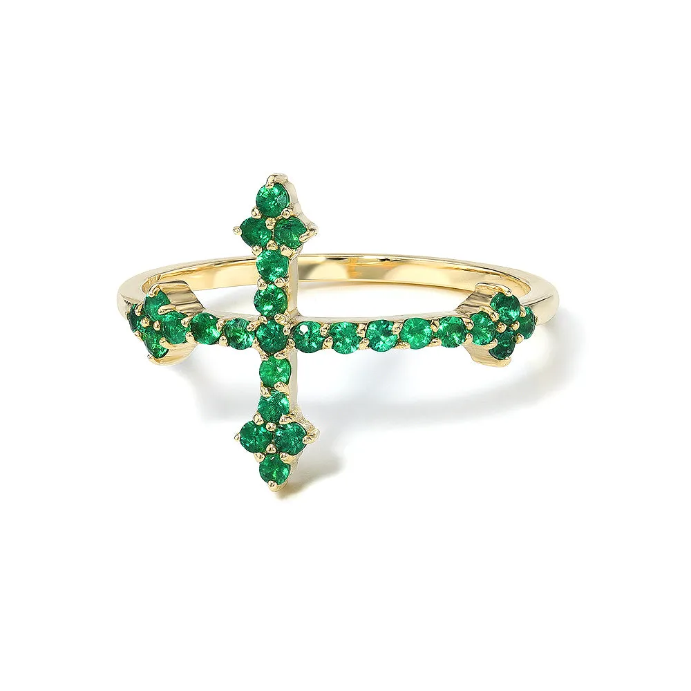 Emerald Cross Your Fingers Ring