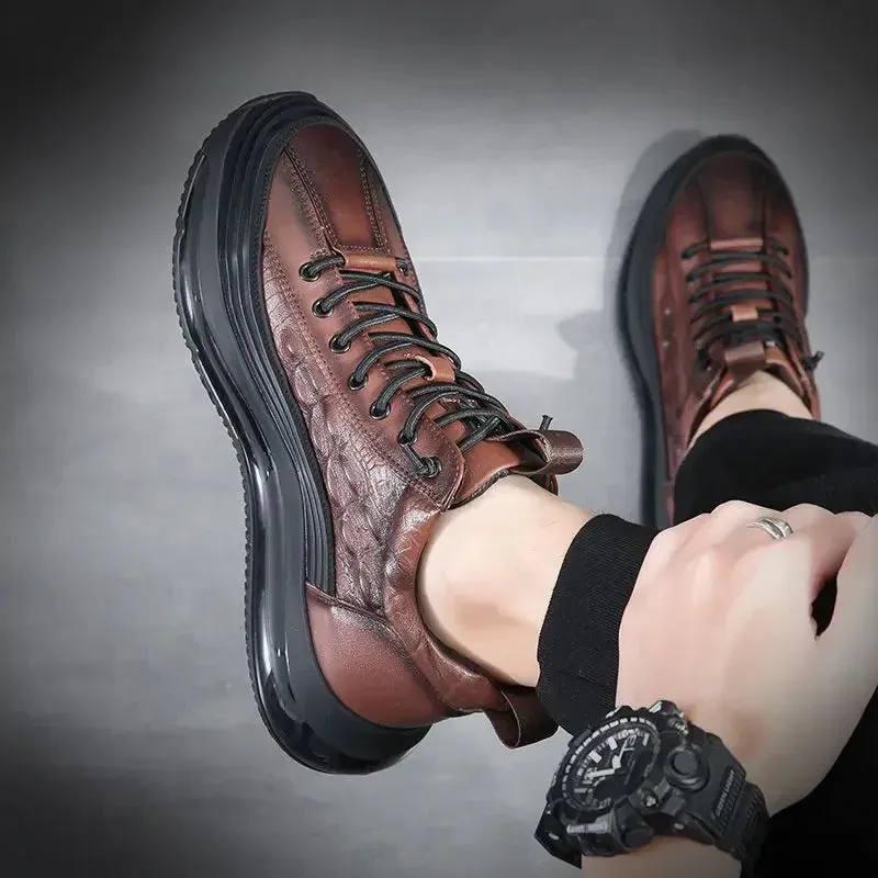 Faux Cowhide Crocodile Print Sneakers – Stylish and Waterproof Oxford Shoes