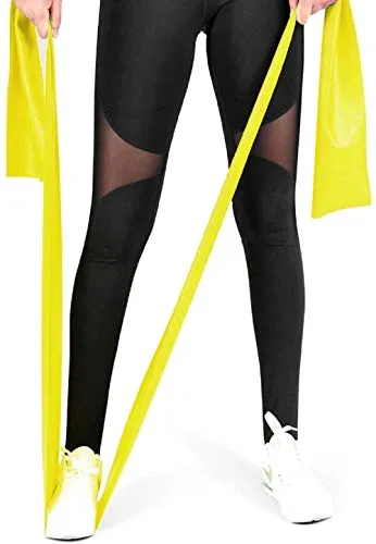 Fitlastics Resistance Bands 6FT Long for Strength Training, Stretching, Pilates, Yoga Exercises Home Fitness Workouts for Men/Women (Yellow (5ft) - 15lbs)