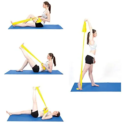 Fitlastics Resistance Bands 6FT Long for Strength Training, Stretching, Pilates, Yoga Exercises Home Fitness Workouts for Men/Women (Yellow (5ft) - 15lbs)