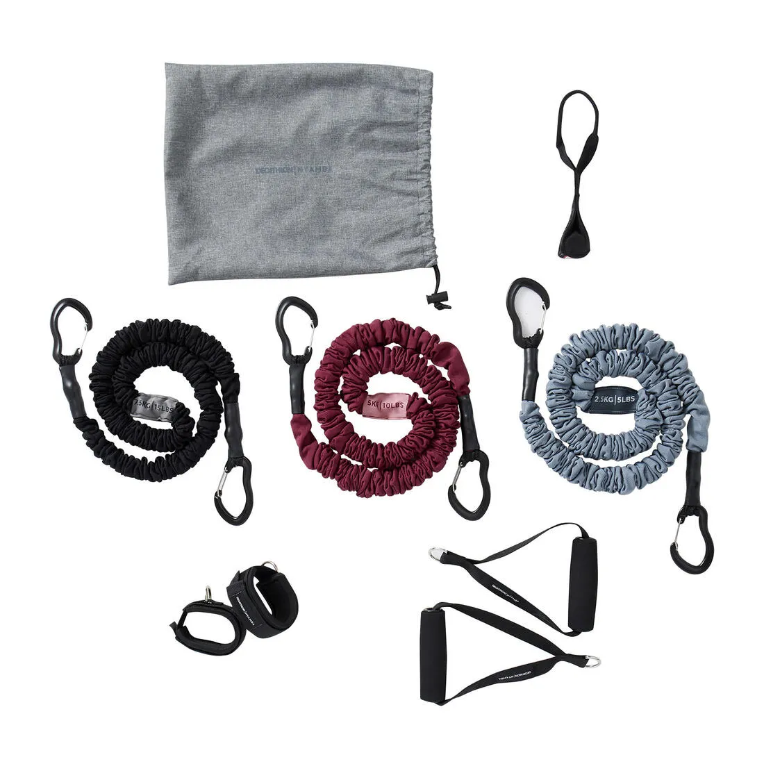 Fitness 2.5 kg / 5 lb Elastic Resistance Band with Handles - Grey