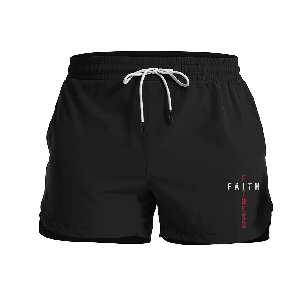 Fitness Faith Cross Graphic Shorts