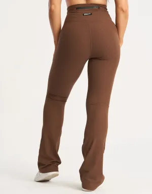 Flare Ribbed Leggings - Chestnut Brown