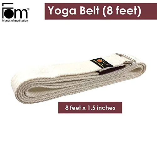 FOM (Friends of Meditation) reinforced cotton Yoga Belt, Cream