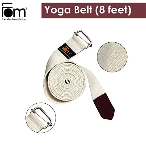 FOM (Friends of Meditation) reinforced cotton Yoga Belt, Cream