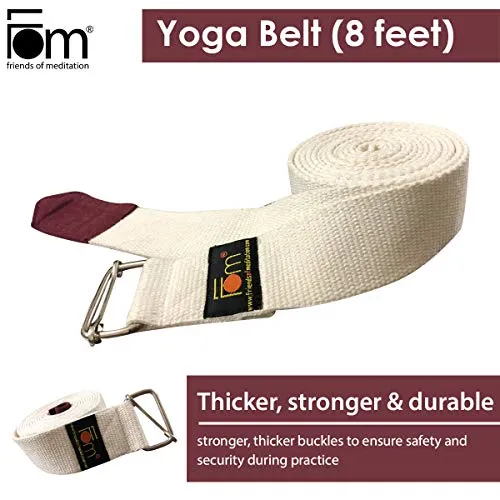 FOM (Friends of Meditation) reinforced cotton Yoga Belt, Cream