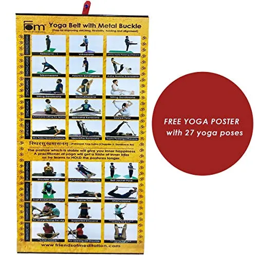 FOM (Friends of Meditation) reinforced cotton Yoga Belt, Cream