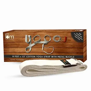 FOM (Friends of Meditation) reinforced cotton Yoga Belt, Cream