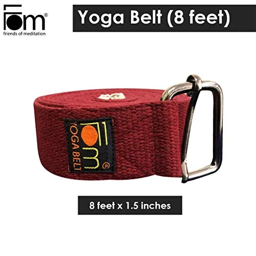 Fom (Friends Of Meditation) Yoga Belt (8Ftx1.5Â€): Best For Daily Stretching, Yoga, Pilates, Physical Therapy, Fitness - Cotton, Maroon