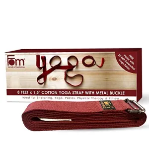 Fom (Friends Of Meditation) Yoga Belt (8Ftx1.5Â€): Best For Daily Stretching, Yoga, Pilates, Physical Therapy, Fitness - Cotton, Maroon
