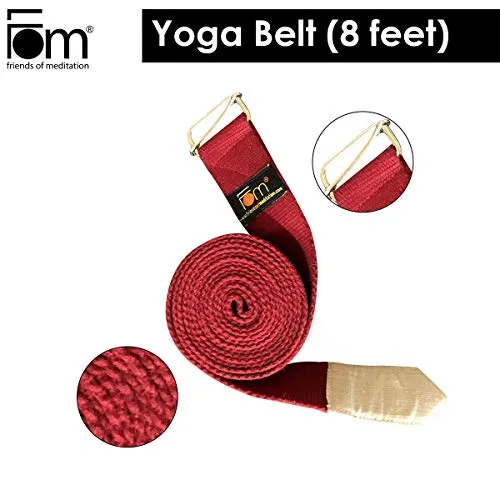Fom (Friends Of Meditation) Yoga Belt (8Ftx1.5Â€): Best For Daily Stretching, Yoga, Pilates, Physical Therapy, Fitness - Cotton, Maroon