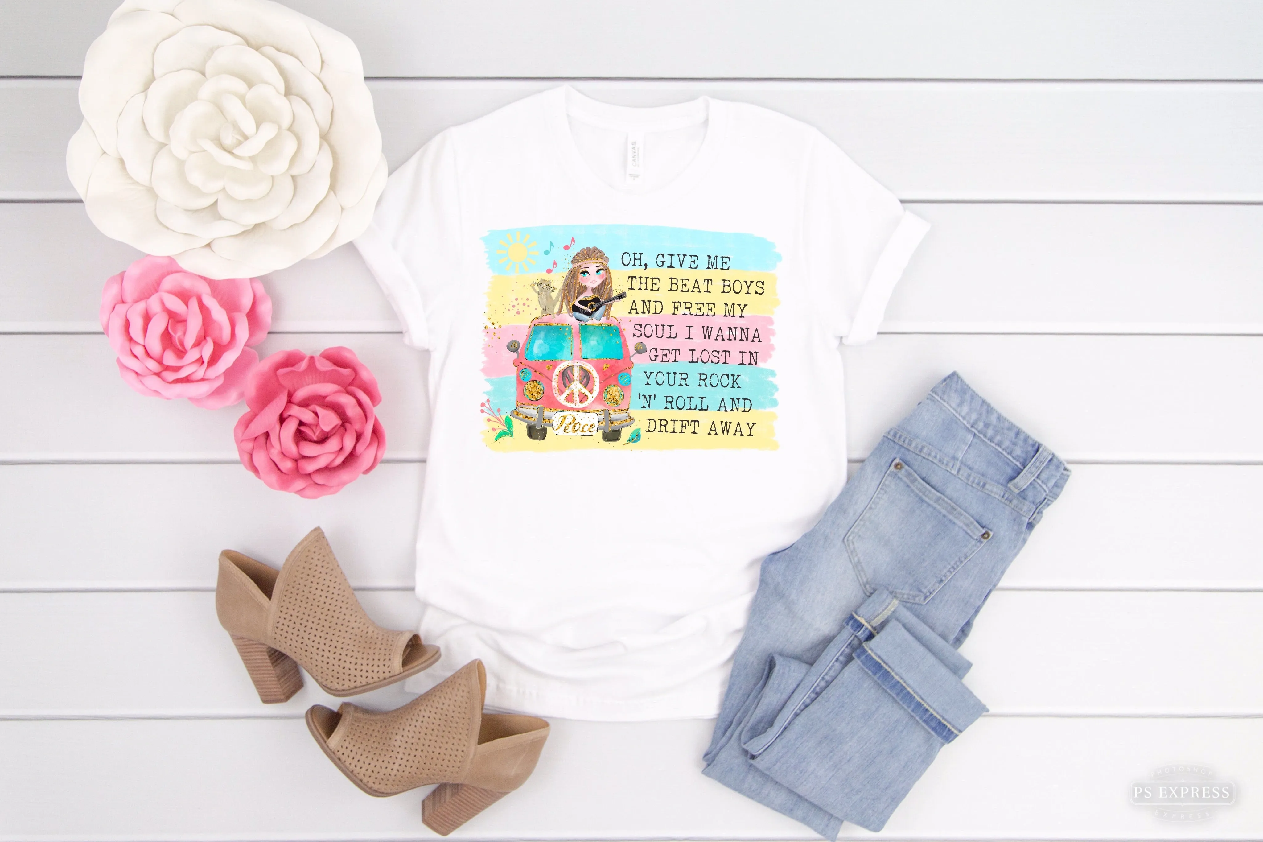 Give Me The Beat Hippie Van Sublimation Transfer
