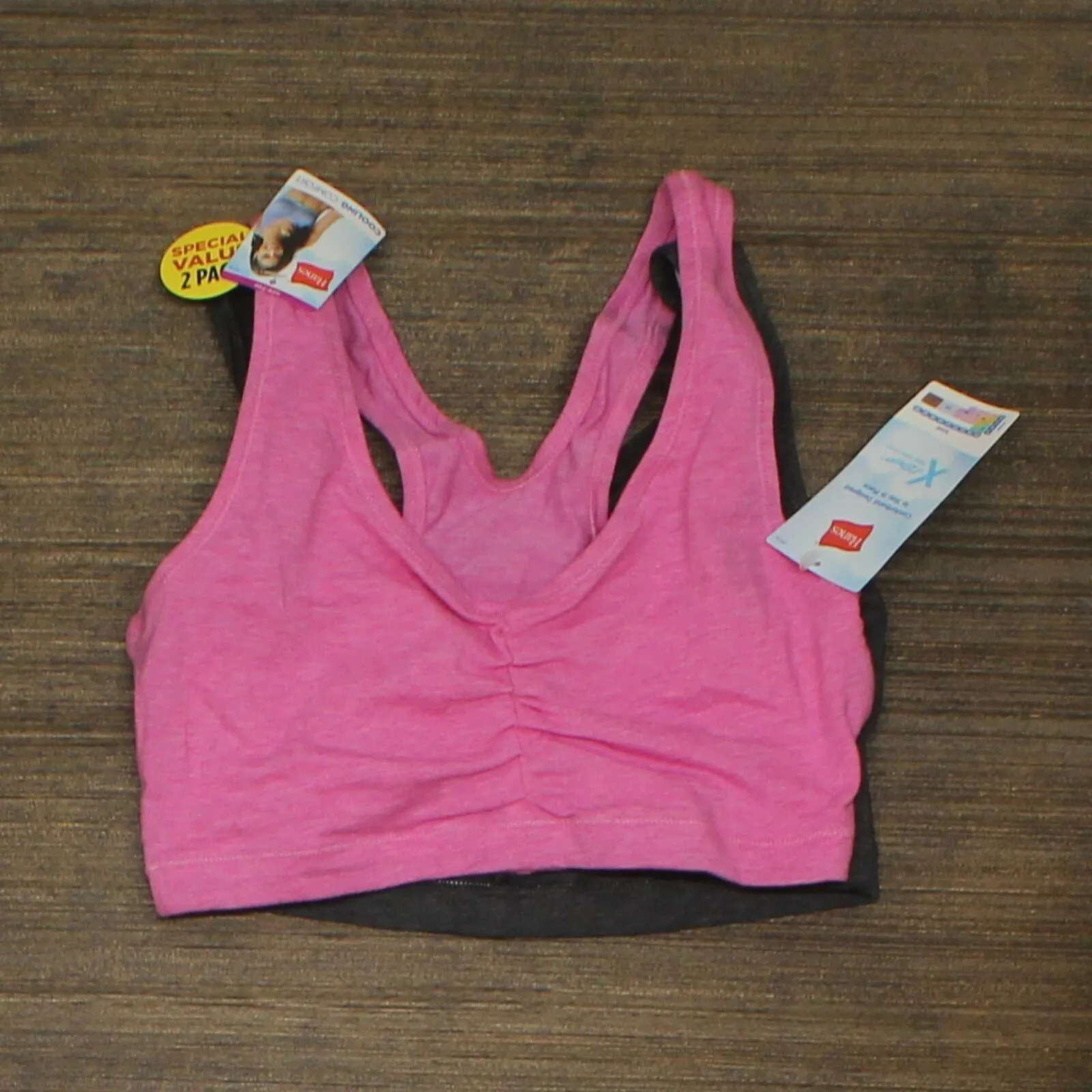 Hanes Women's ComfortFlex Fit Stretch Cotton Sport Bra H570 2-Pack MHH570