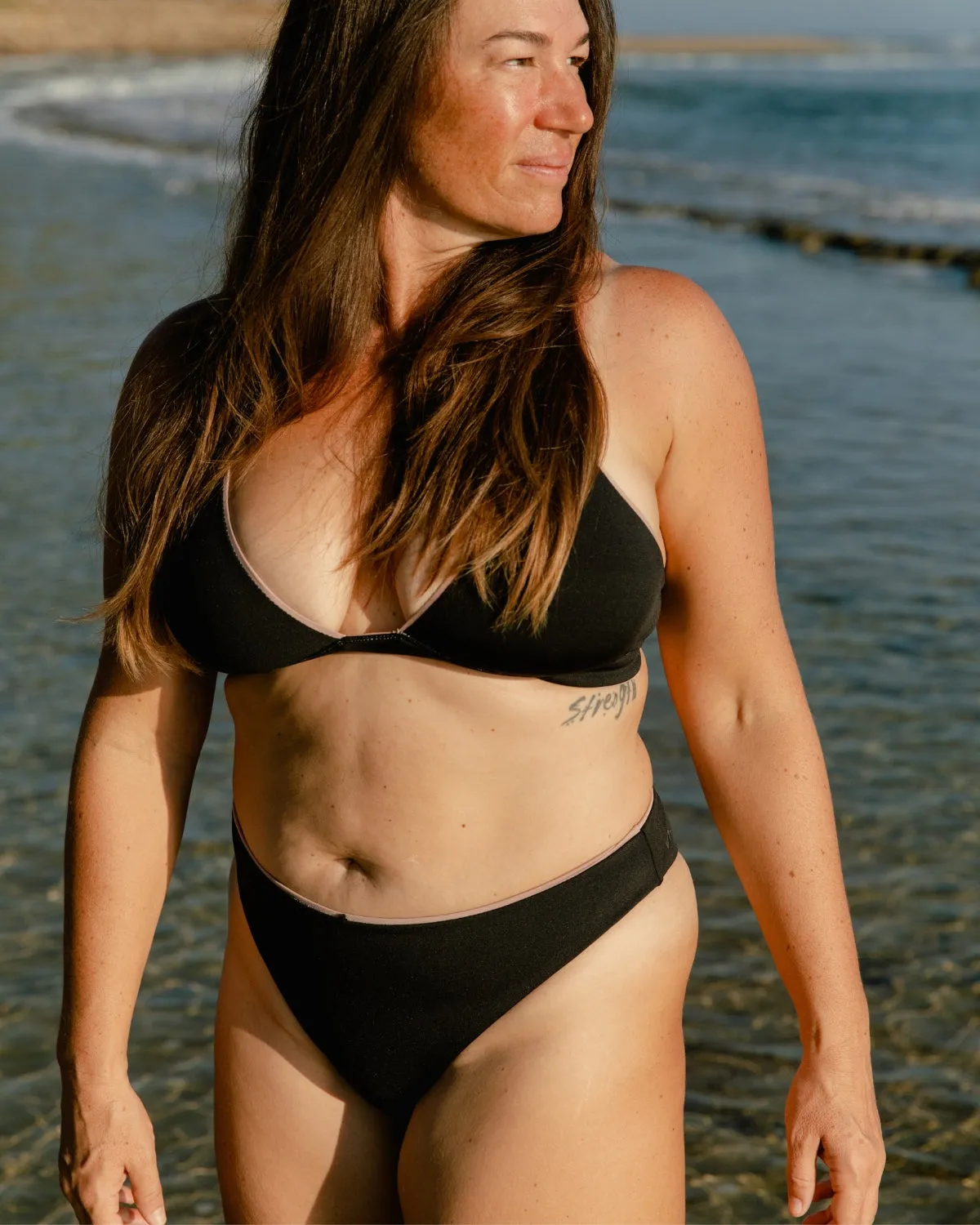 Hermosa Bikini Bottom - Misty Rose / Volcanic Black
