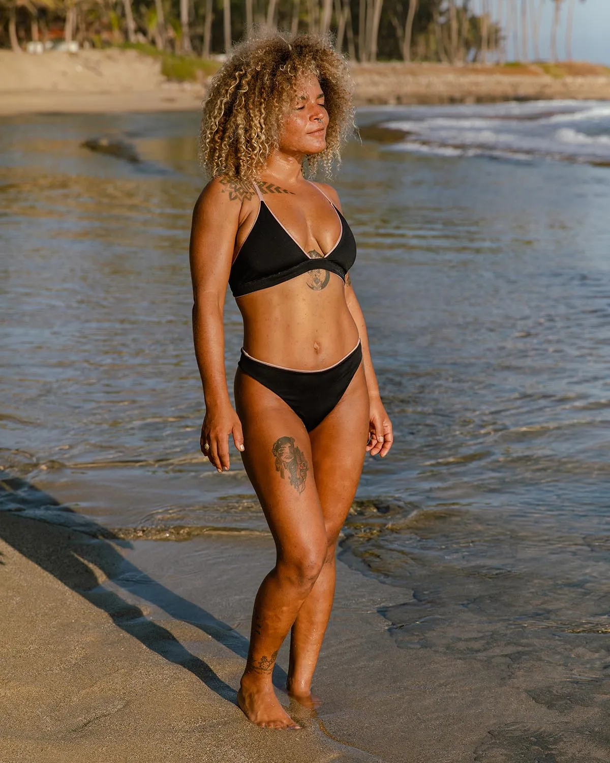 Hermosa Bikini Bottom - Misty Rose / Volcanic Black