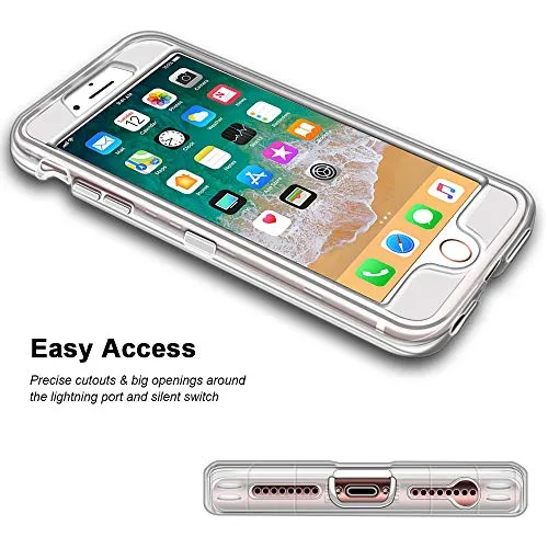 iPhone 8 Plus Case, iPhone 7 Plus Case, Anuck Crystal Clear 3 in 1 Heavy Duty Defender Shockproof Full-Body Protective Case Hard PC Shell & Soft TPU Bumper Cover for iPhone 7 Plus/8 Plus 5.5" - Clear