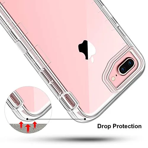 iPhone 8 Plus Case, iPhone 7 Plus Case, Anuck Crystal Clear 3 in 1 Heavy Duty Defender Shockproof Full-Body Protective Case Hard PC Shell & Soft TPU Bumper Cover for iPhone 7 Plus/8 Plus 5.5" - Clear