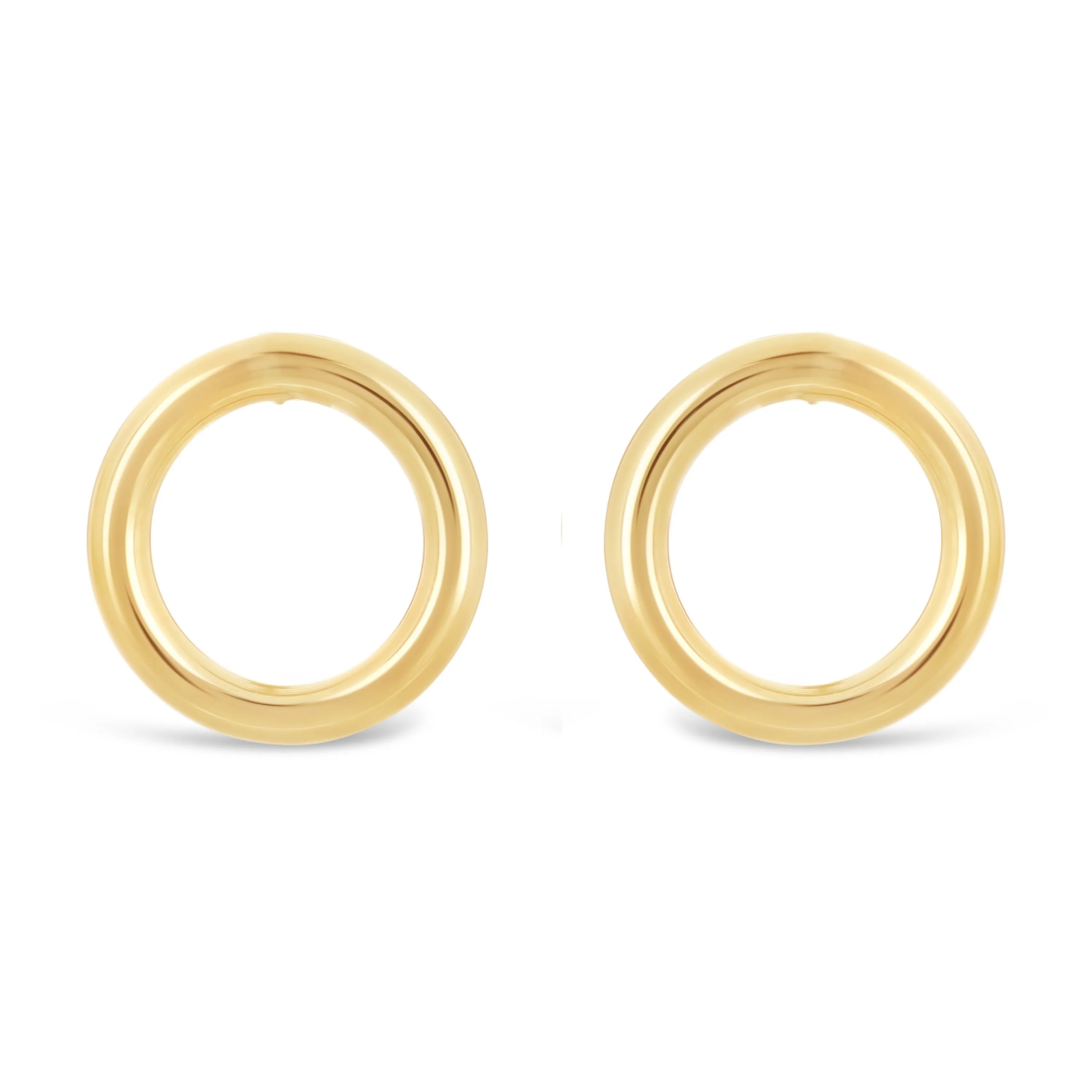 Italian 14k Yellow Gold Shiny Lightweight Eternity Circle Hoop Stud Earrings