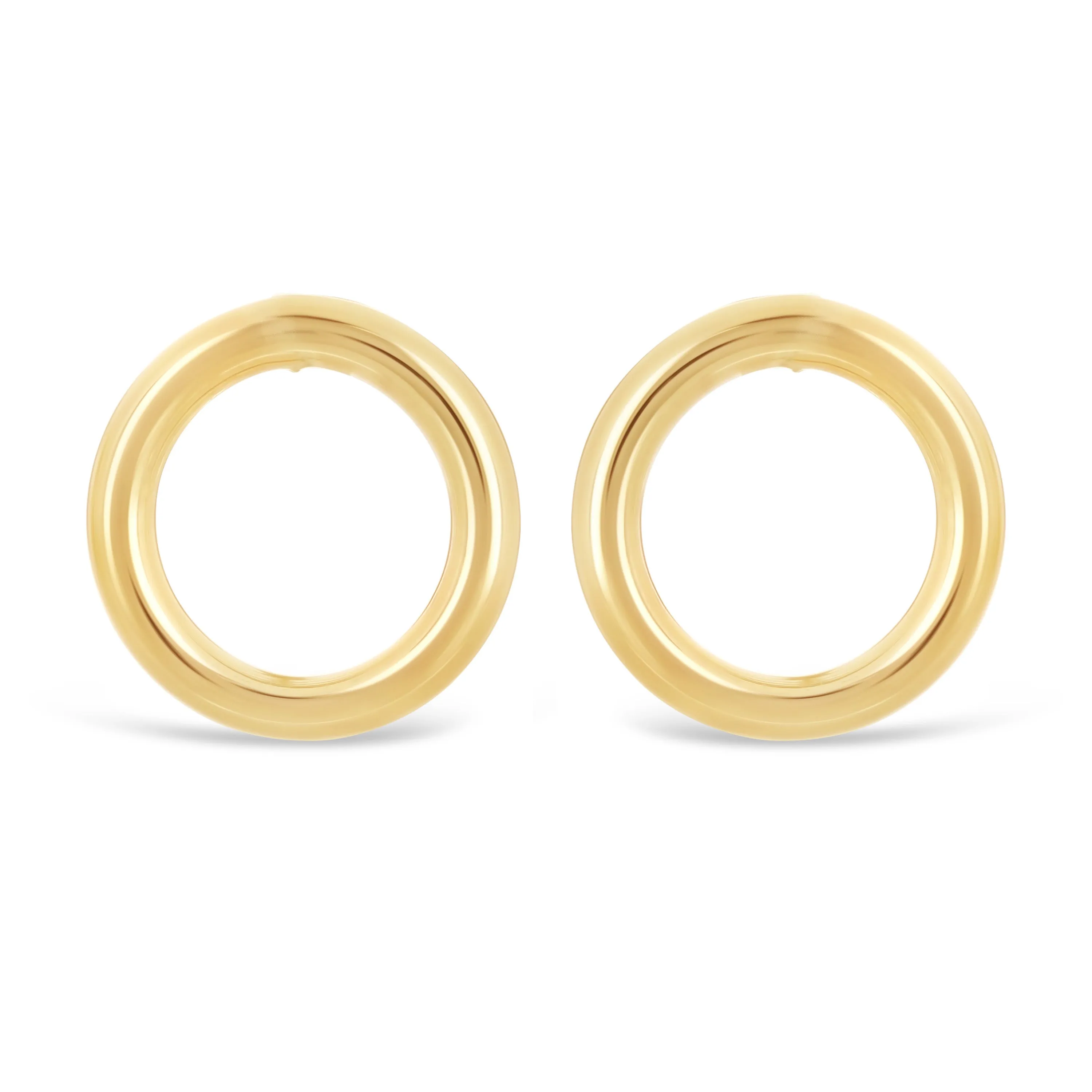 Italian 14k Yellow Gold Shiny Lightweight Eternity Circle Hoop Stud Earrings