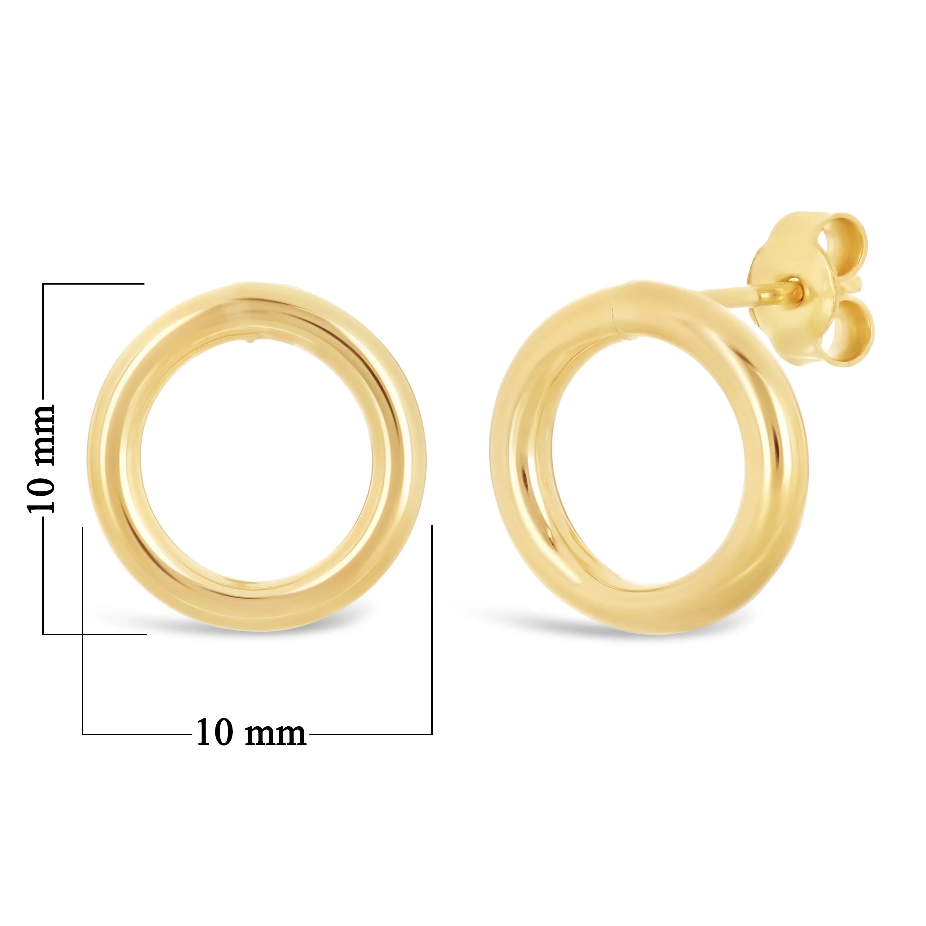 Italian 14k Yellow Gold Shiny Lightweight Eternity Circle Hoop Stud Earrings