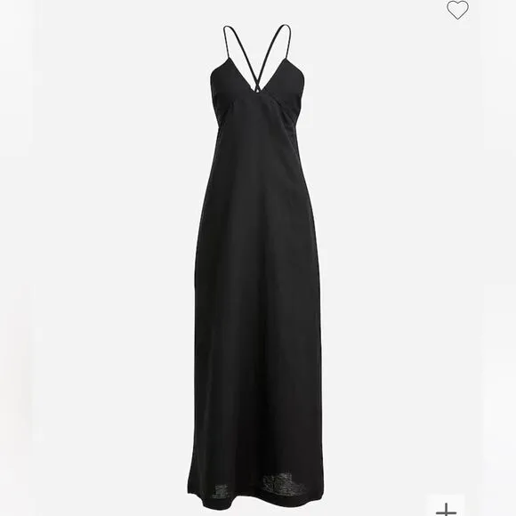 J. Crew Cross Back Beach Dress Linen Black Size Large