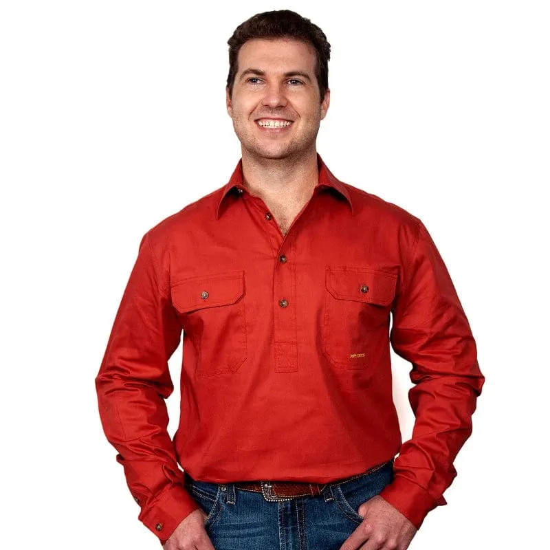 Just Country Workshirt Mens Cameron Half Button (10101)