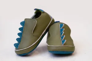 KicKee Pants Moss Green Dinosaur Scales Leather Slip On Shoe