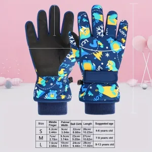 Kids' Warmest Waterproof Snow Gloves - Insulated, Adjustable Cuff, Machine Washable Polyester Fabric - Perfect for 8-12 Years Old Boys and Girls, Winter Outdoor Play and Skiing